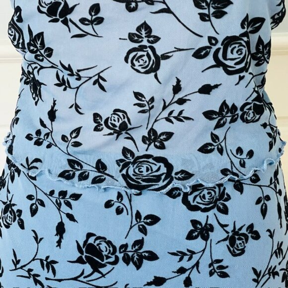 Whimsigoth Velvet Burnout Fairy Goth Grunge Hanky Hem Slip Skirt Set Mesh M/L - Picture 6 of 8